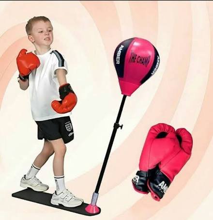 The Champ Kids Boxing Punch Stand Set with Punching Ball Bounce Back Punching Ball, Adjustable Stand, Pump, & Boxing Gloves for Boys and GirlsAges 3+ ...